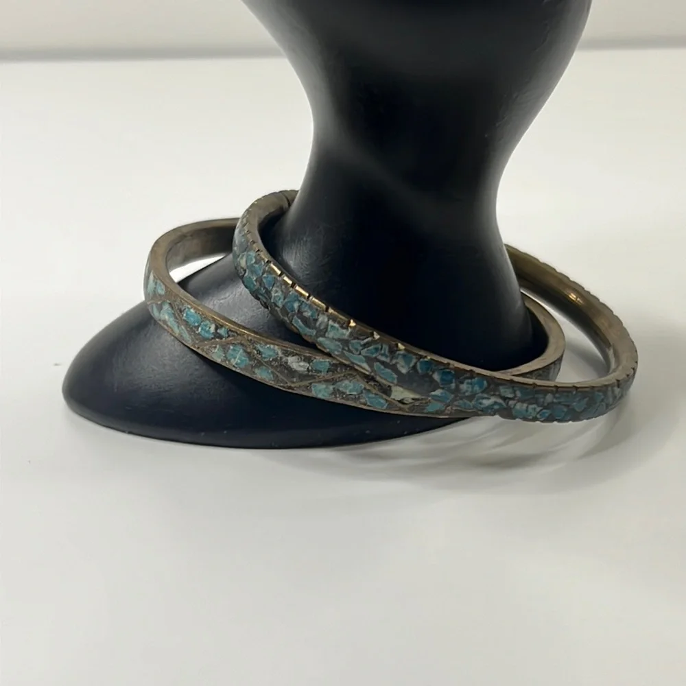 Vintage Brass Turquoise Bracelets